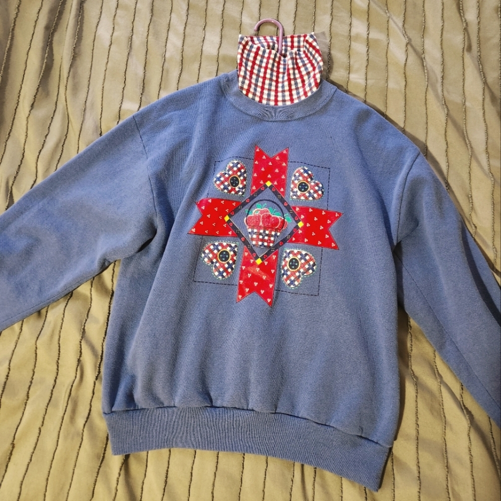 Vintage Apple Plaid Turtleneck Sweater M